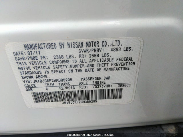 JN1BJ0RP2HM389205 Infiniti QX50