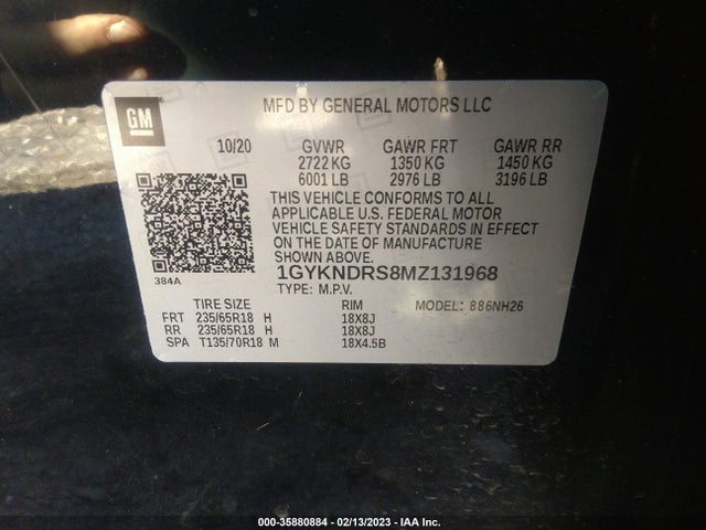 1GYKNDRS8MZ131968 Cadillac Xt5 Awd Premium Luxury