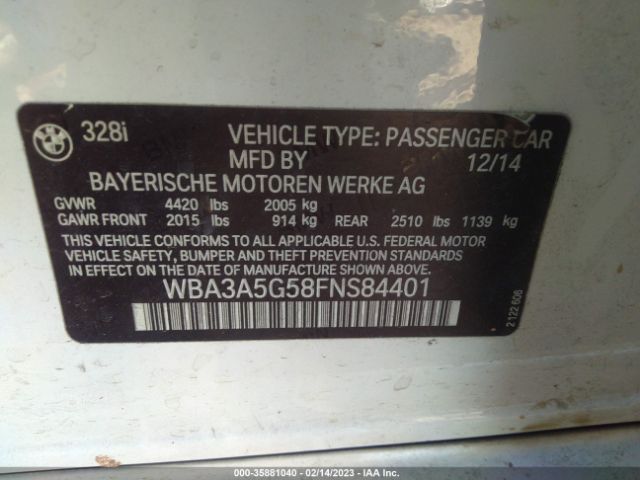 WBA3A5G58FNS84401 BMW 3 Series 328i
