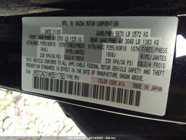 2021 Mazda CX-9, VIN: JM3TCACYXM0511790