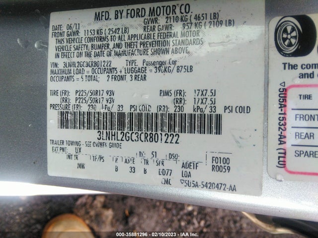 Lincoln MKZ 2012 3LNHL2GC3CR801222 Image 9