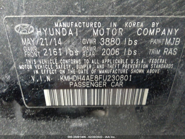 Hyundai ELANTRA SE 2015 KMHDH4AE8FU230801 Image 10