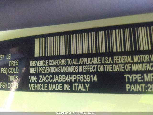 Jeep Renegade Latitude 2017 ZACCJABB4HPF63914 Image 10
