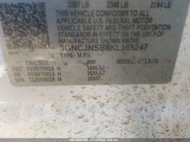 Chevrolet TRAX LS 2019 3GNCJNSB8KL165247 Image 10