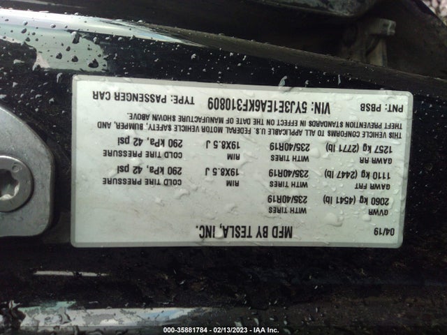 Tesla Model 3 Range 2019 5YJ3E1EA6KF310809 Image 11