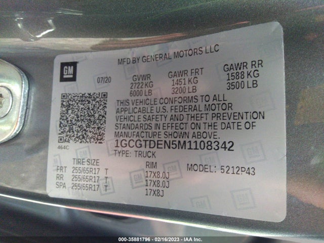2021 Chevrolet Colorado, VIN: 1GCGTDEN5M1108342