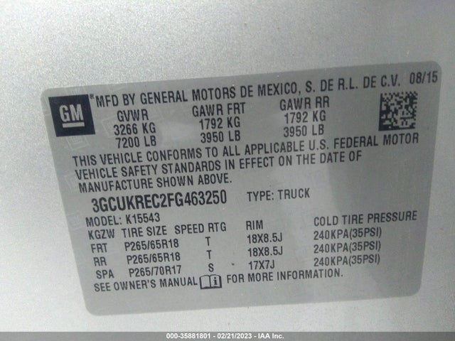 Chevrolet Silverado 1500 Lt 2015 3GCUKREC2FG463250 Image 11