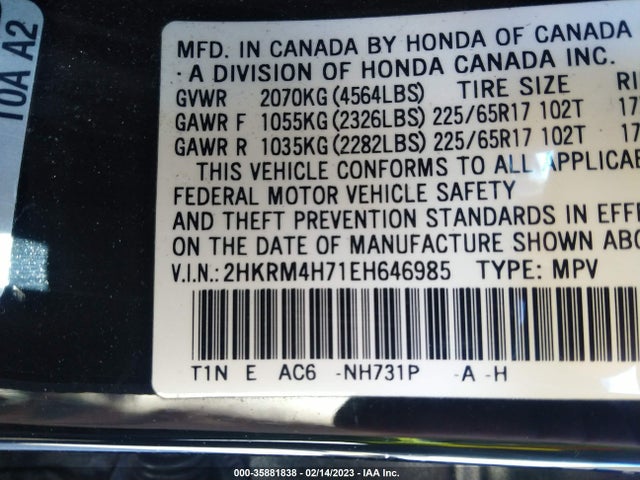 Honda Cr-v Ex-l 2014 2HKRM4H71EH646985 Image 9