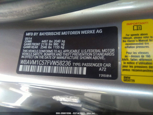 BMW X1 Sdrive28i 2015 WBAVM1C57FVW58236 Image 9