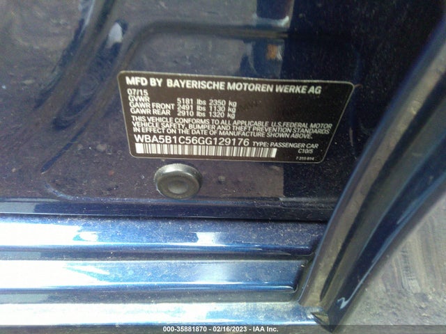 BMW 5 Series 535i 2016 WBA5B1C56GG129176 Image 10