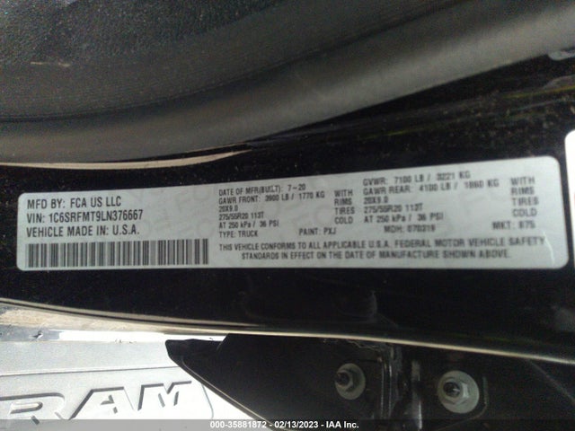RAM 1500 Big Horn 2020 1C6SRFMT9LN376667 Image 10