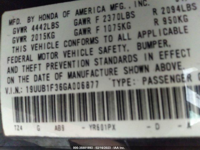 19UUB1F36GA006877 Acura TLX