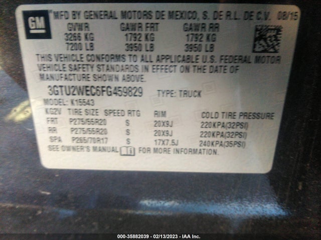 GMC Sierra 1500 Denali 2015 3GTU2WEC6FG459829 Image 9