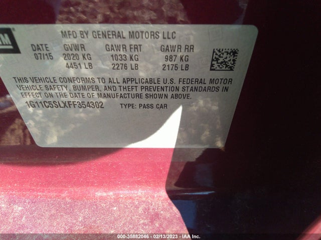 Chevrolet MALIBU LT 2015 1G11C5SLXFF354302 Image 11