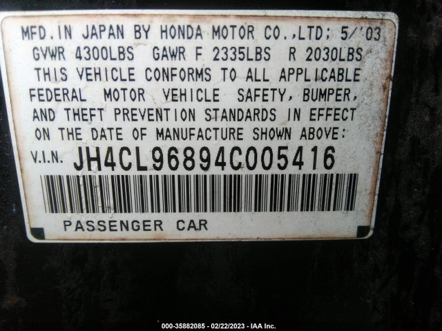 Acura TSX 2004 JH4CL96894C005416 Image 10