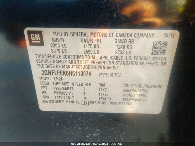 Chevrolet EQUINOX LT 2017 2GNFLFEK6H6110074 Image 11