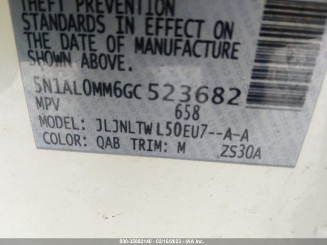 2016 INFINITI QX60 VIN: 5N1AL0MM6GC523682
