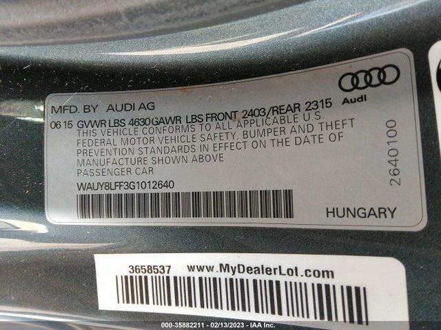 WAUY8LFF3G1012640 Audi A3 2.0t Premium Plus