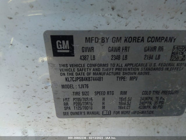 Chevrolet Trax Lt 2019 KL7CJPSB4KB744481 Image 9