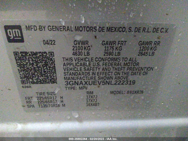 Chevrolet EQUINOX LT 2022 3GNAXUEV5NL222319 Image 9