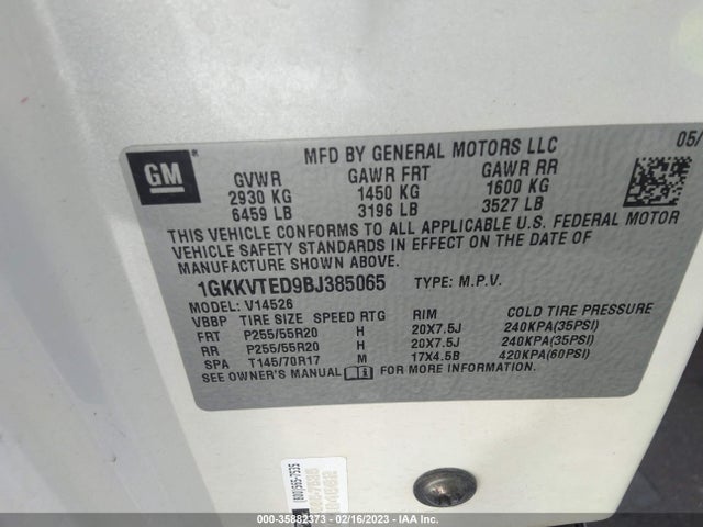 GMC Acadia Denali 2011 1GKKVTED9BJ385065 Image 9