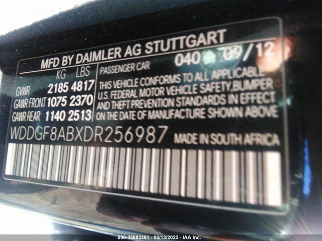 2013 MERCEDES-BENZ C-CLASS C 300 VIN: WDDGF8ABXDR256987