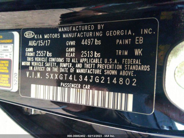 5XXGT4L34JG214802 KIA Optima S