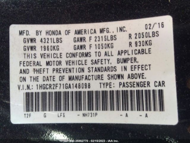 1HGCR2F71GA148098 Honda ACCORD EX