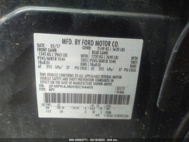 2FMPK4J80HBC04405 Ford EDGE SEL