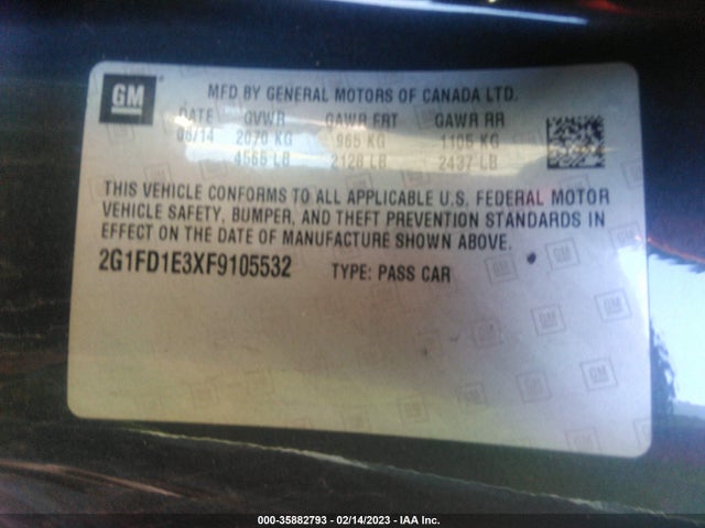 Chevrolet Camaro 1lt 2015 2G1FD1E3XF9105532 Image 9