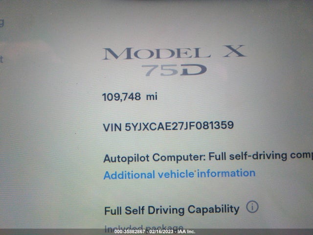 Tesla Model X 75d/100d/p100d 2018 5YJXCAE27JF081359 Image 8