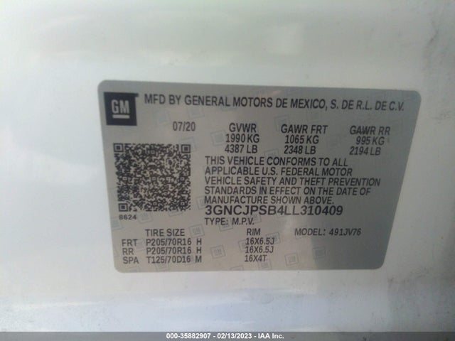 Chevrolet Trax Lt 2020 3GNCJPSB4LL310409 Image 10