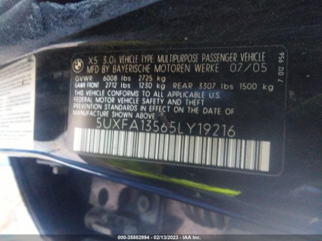 5UXFA13565LY19216 BMW X5 3.0I