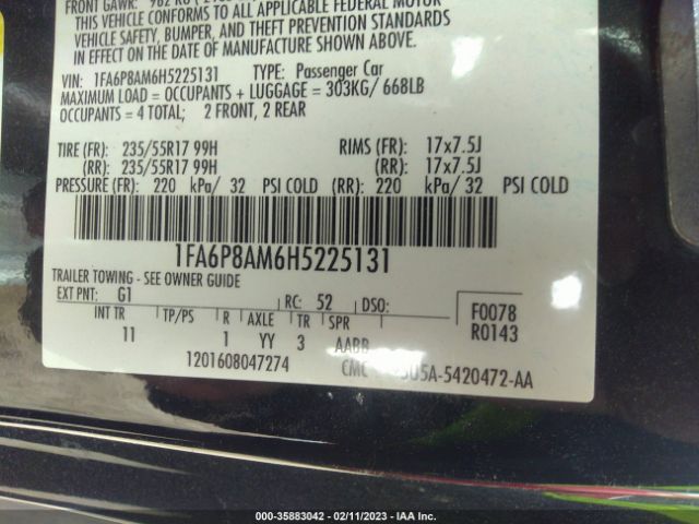1FA6P8AM6H5225131 Ford Mustang V6