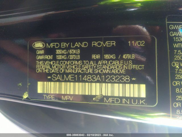 SALME11483A123238 Land Rover Range Rover Hse