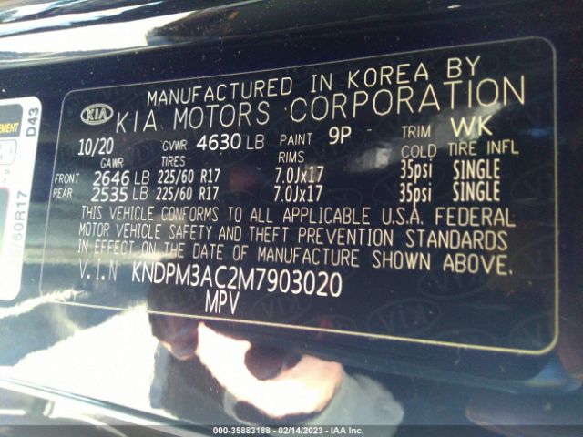 KNDPM3AC2M7903020 KIA Sportage Lx