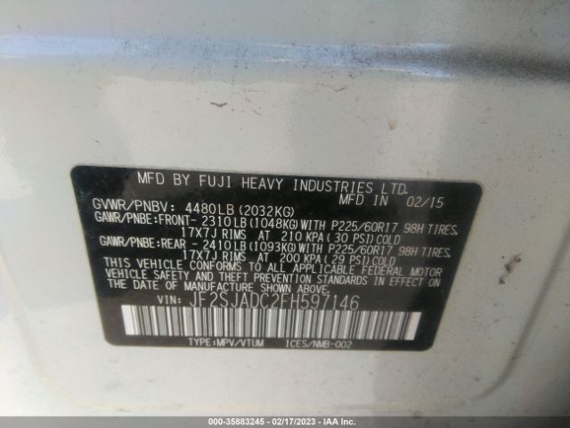 JF2SJADC2FH597146 Subaru Forester 2.5i Premium
