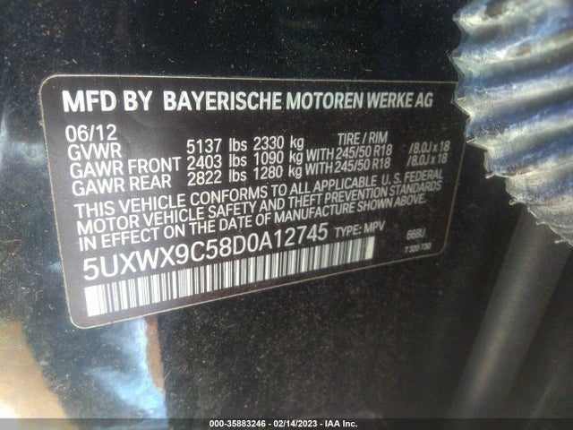 BMW X3 Xdrive28i 2013 5UXWX9C58D0A12745 Image 10