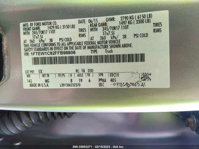 2015 Ford F-150, VIN: 1FTEW1C82FFB98808