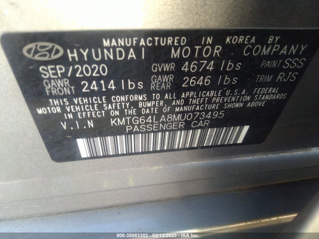 2021 Genesis G70, VIN: KMTG64LA8MU073495