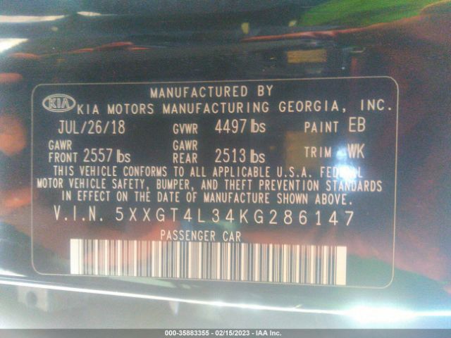 5XXGT4L34KG286147 KIA Optima S