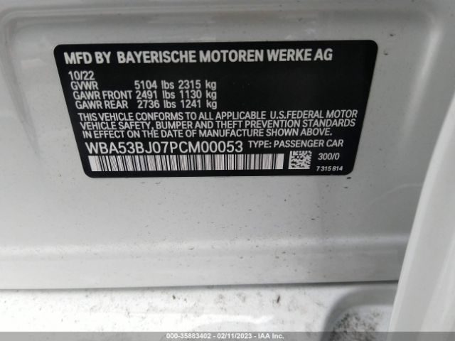 WBA53BJ07PCM00053 BMW 5 Series 540i