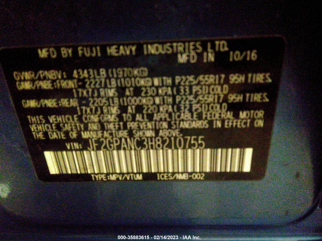 2017 Subaru Crosstrek, VIN: JF2GPANC3H8210755