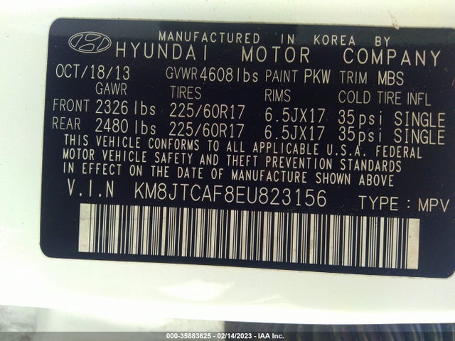 Hyundai TUCSON GLS 2014 KM8JTCAF8EU823156 Image 10