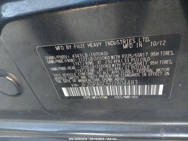 Subaru Xv Crosstrek Limited 2013 JF2GPAGC5D2804483 Image 11