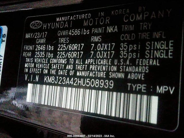 Hyundai TUCSON SE 2017 KM8J23A42HU508939 Image 9