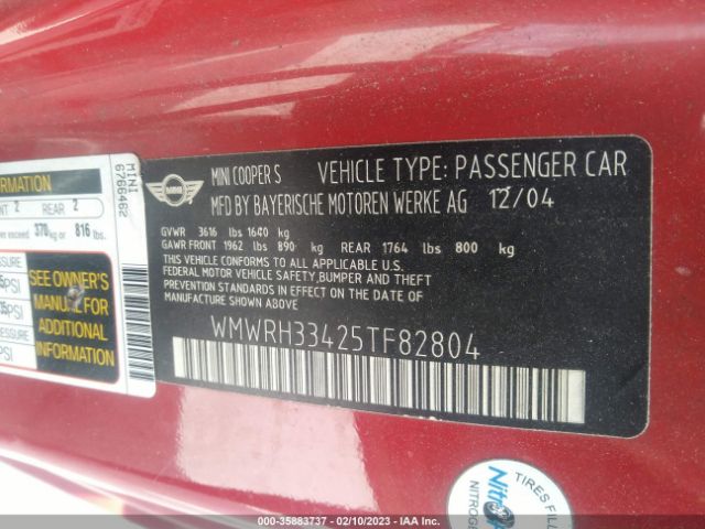 WMWRH33425TF82804 Mini Cooper Convertible S