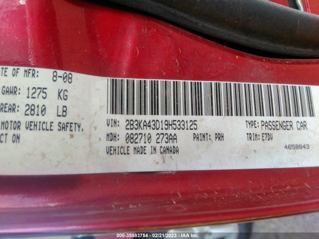 2009 DODGE CHARGER SE VIN: 2B3KA43D19H533125
