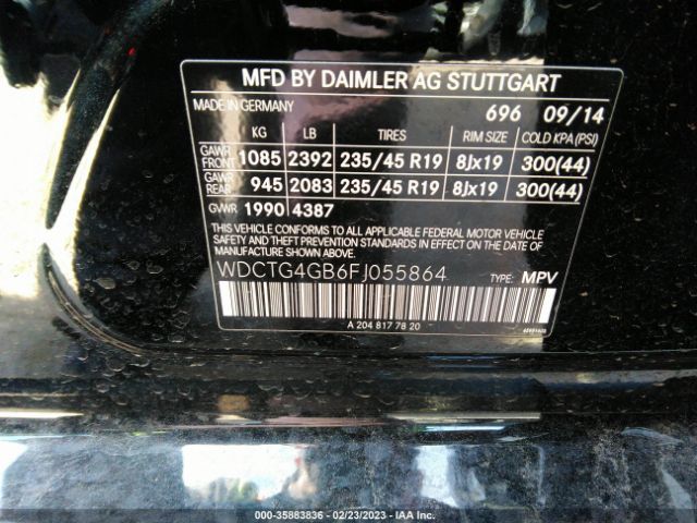 WDCTG4GB6FJ055864 Mercedes-Benz Gla-class Gla 250
