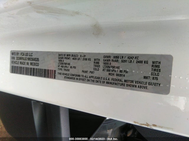 2021 Ram Promaster, VIN: 3C6MRVJG1ME564535